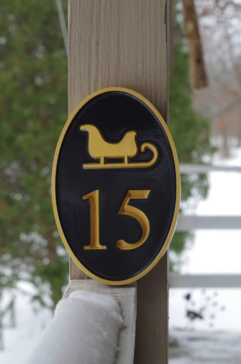 Carved House number with Adirondack Chair Motif or other image (HN8) - The Carving Company