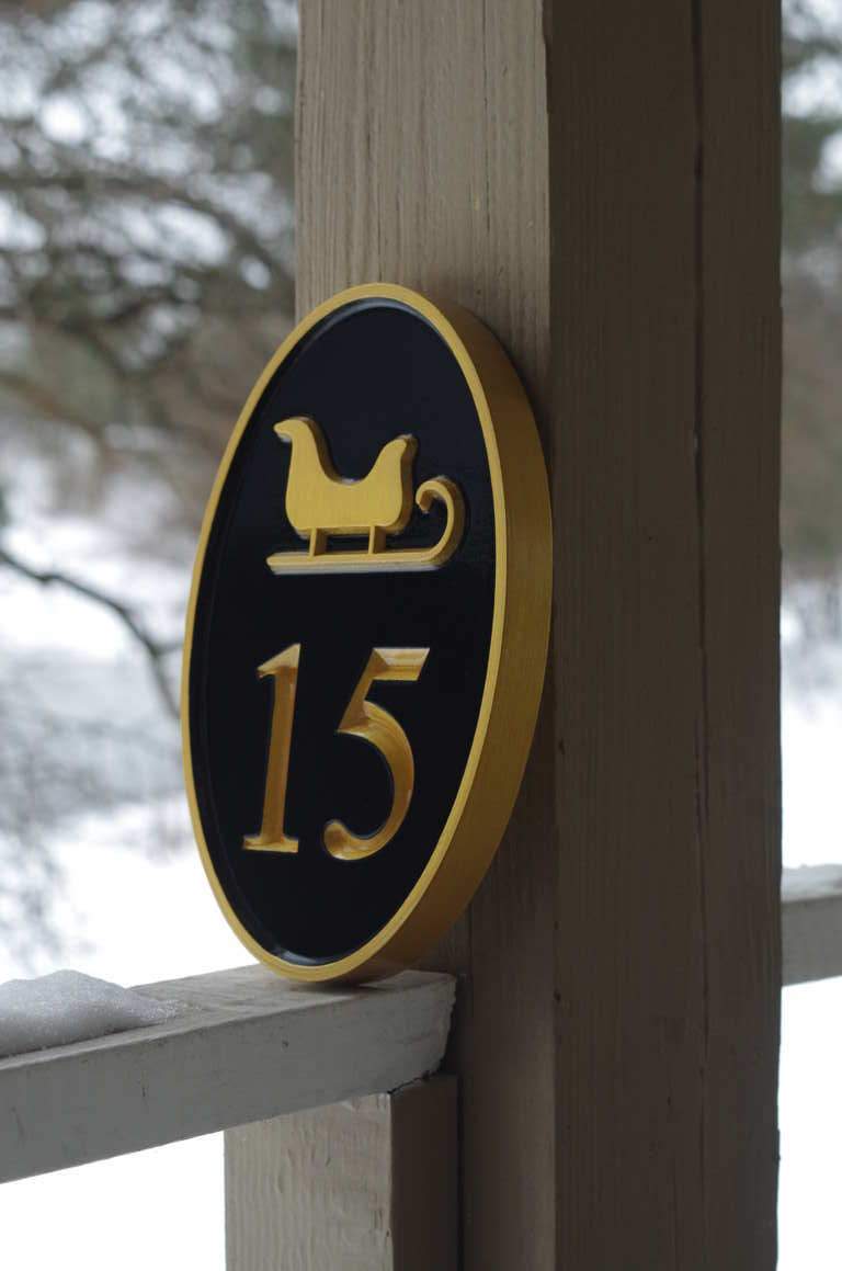 Carved House number with Cape Cod Border, or other image in any color (HN6) - The Carving Company