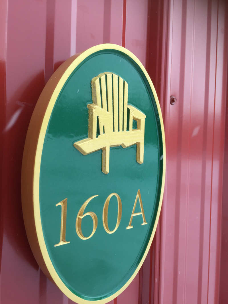 Carved House number with Adirondack Chair Motif or other image (HN8) - The Carving Company
