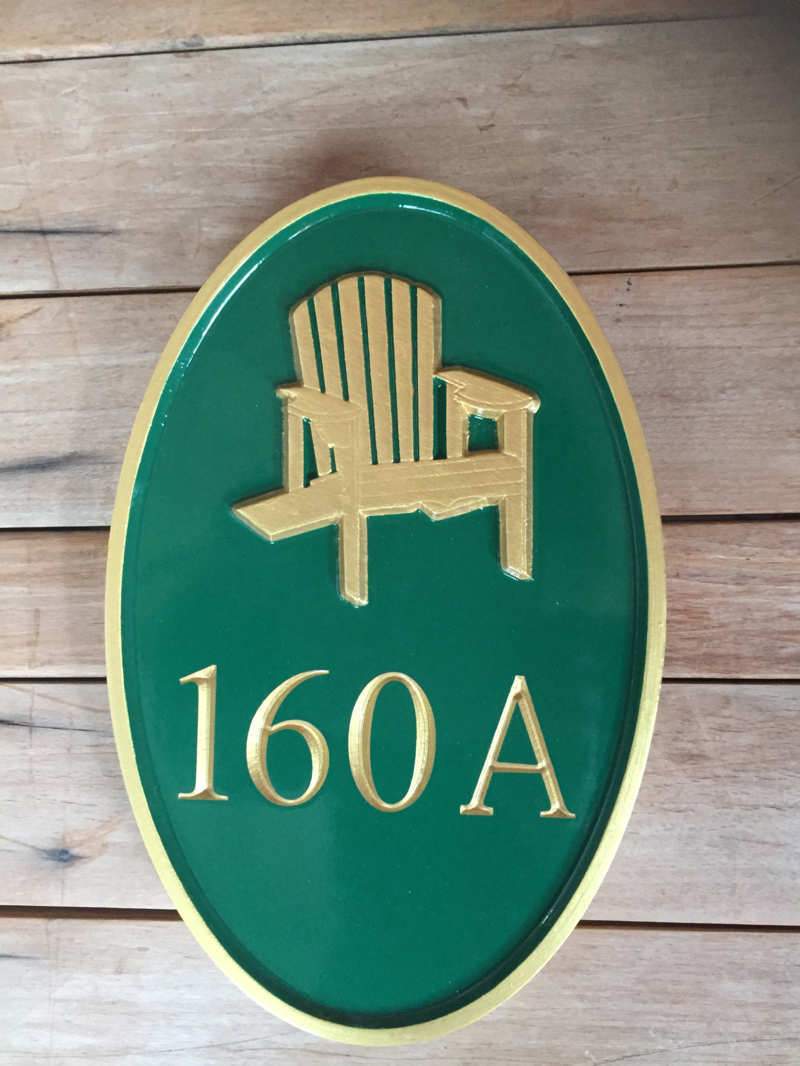 Carved House number with Adirondack Chair Motif or other image (HN8) - The Carving Company