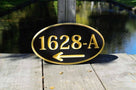 Custom Carved House Number - 1628 -A with left arrow oval Street address Sign (A58) - The Carving Company