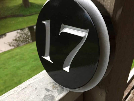 Circular House Marker signs - Custom Round Street Number plaque  (A177) - The Carving Company