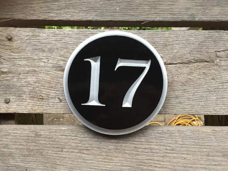 Circular House Marker signs - Custom Round Street Number plaque  (A177) - The Carving Company