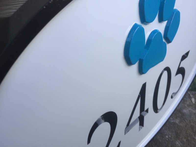 Carved Street Address plaque / House number with Paw print or other stock image (A123) - The Carving Company