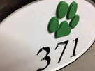 Carved Street Address plaque / House number with Paw print or other stock image (A123) - The Carving Company