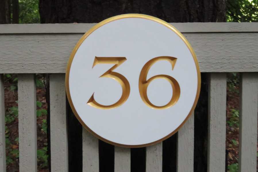 Custom Round Street Number plaque - Circular House Marker signs (A180) House Number Sign The Carving Company 