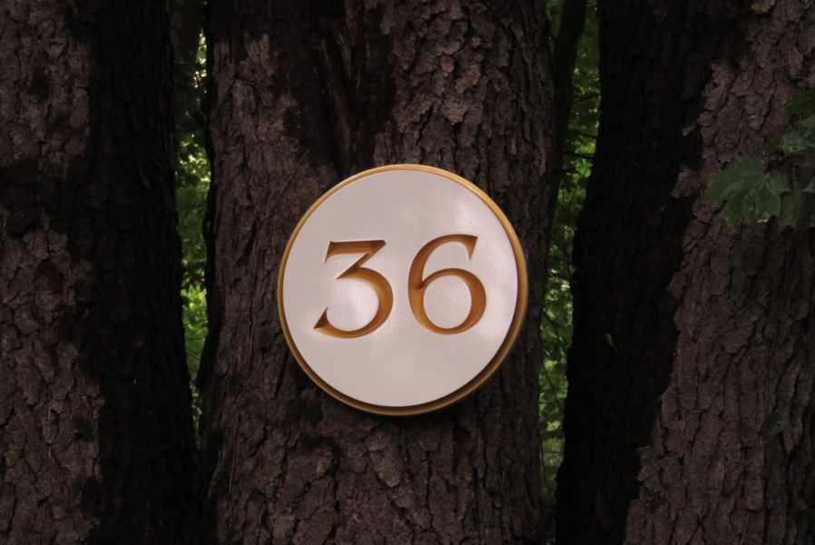 Custom Round Street Number plaque - Circular House Marker signs (A180) House Number Sign The Carving Company 