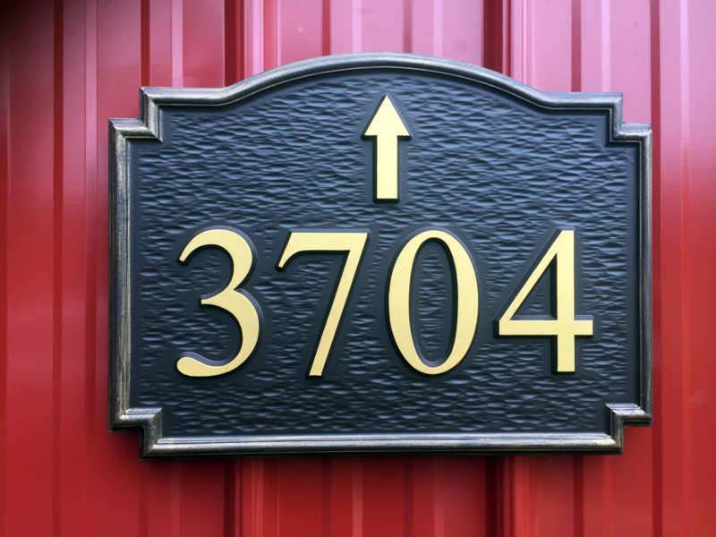 Custom Carved Road Number with Arrow in any direction- Street address Sign  (A181) - The Carving Company