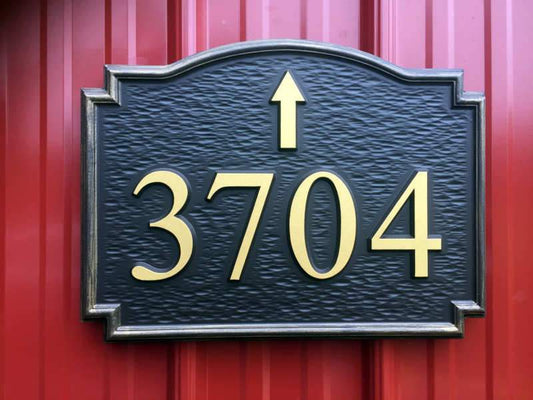 Custom Carved Road Number with Arrow in any direction- Street address Sign  (A181) - The Carving Company