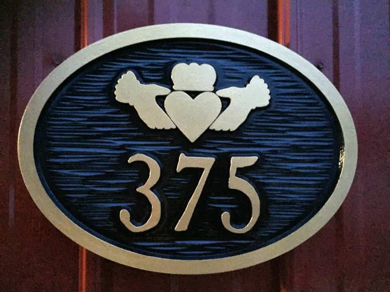 NEW! Street Number Sign with Claddagh - Personalized House Number Plaques (HN10) - The Carving Company