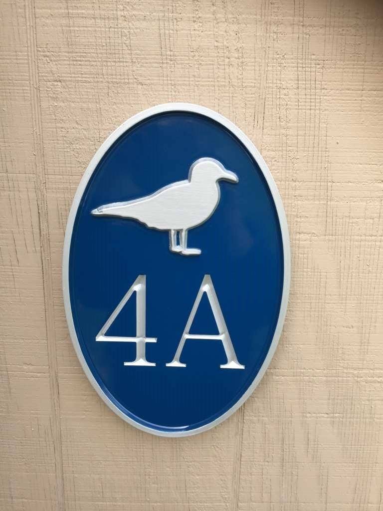 Any color Carved House number with Seagull, or other image (A170) - The Carving Company