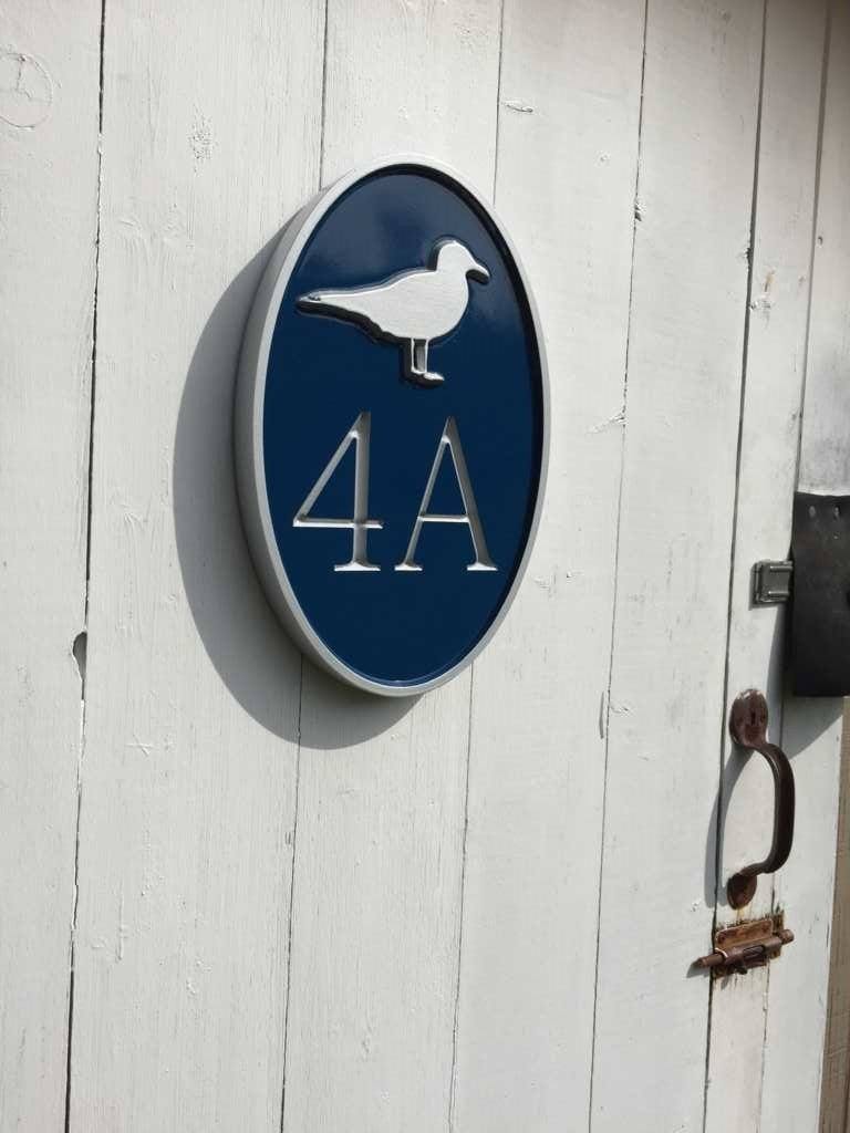 Any color Carved House number with Seagull, or other image (A170) - The Carving Company
