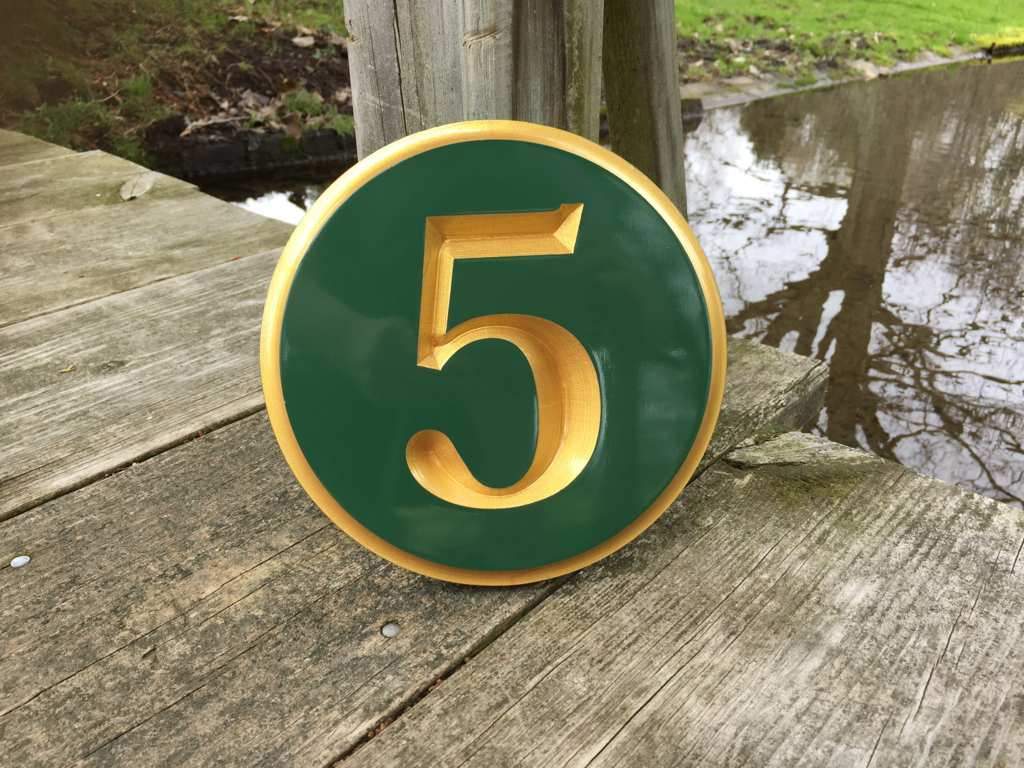 Circular House Marker signs - Custom Round Street Number plaque  (A177) - The Carving Company