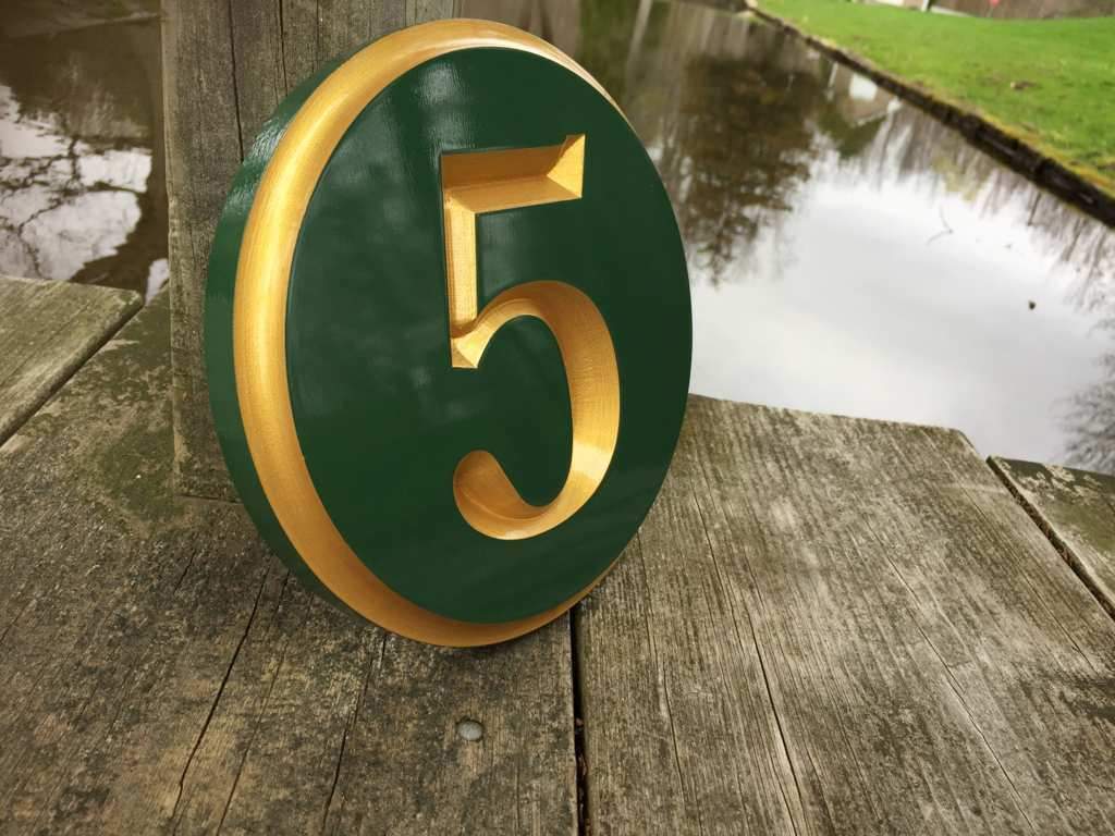 Circular House Marker signs - Custom Round Street Number plaque  (A177) - The Carving Company