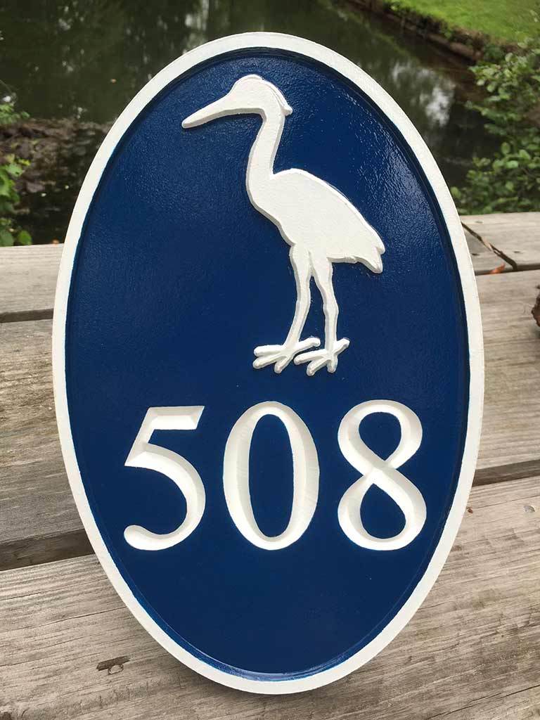 Any color Carved House number with starfish, or other image (A72) - The Carving Company