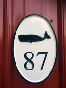 Any color Carved House number with starfish, or other image (A72) close up whale oval - The Carving Company