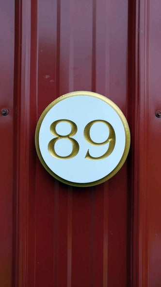 Custom Round Street Number plaque  - Circular House Marker signs (A180) - The Carving Company
