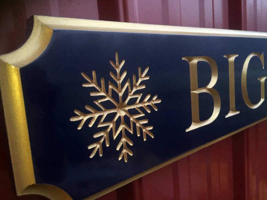 Custom Engraved  Quarterboard sign with Snowflake or other image - Add your name or place and image (Q53) - The Carving Company