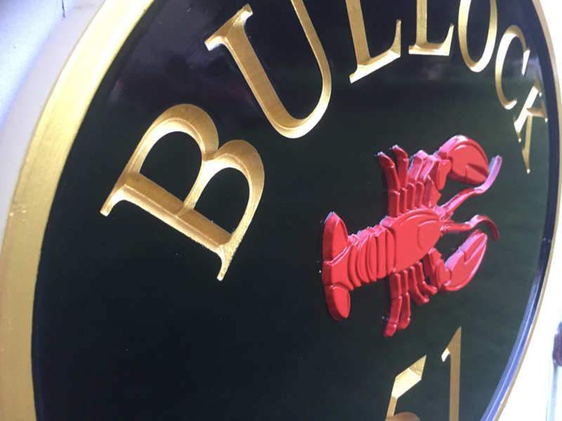 Custom made House Entrance Sign with Last Name and Lobster  (LN49) - The Carving Company