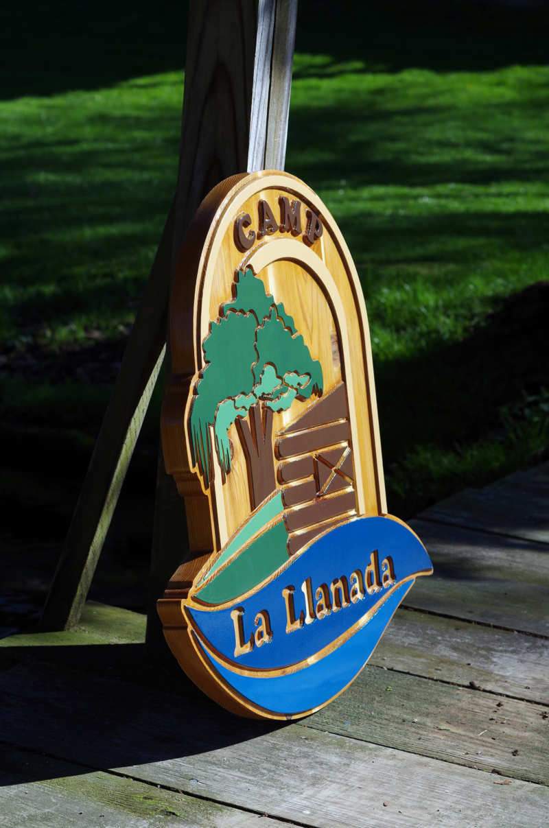 NEW! Rustic Cedar Carved and Hand Painted Entrance to Camp Sign (C15) - The Carving Company