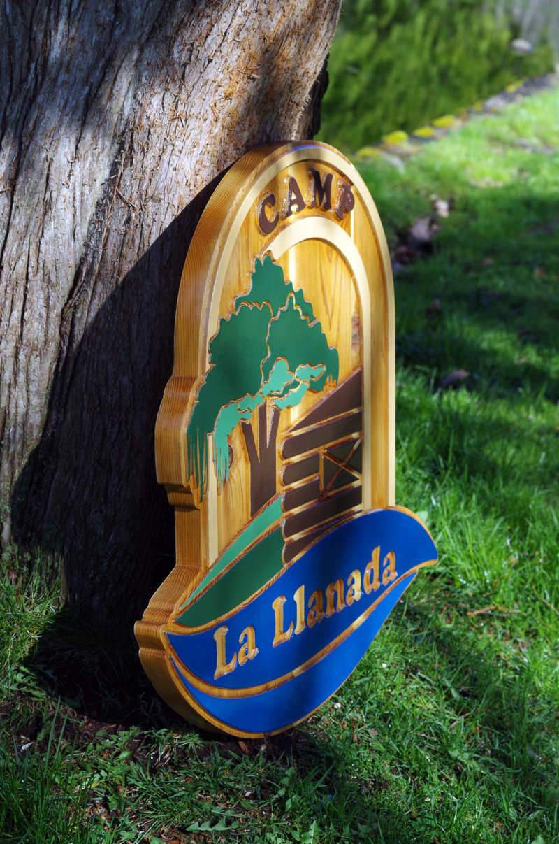 NEW! Rustic Cedar Carved and Hand Painted Entrance to Camp Sign (C15) - The Carving Company