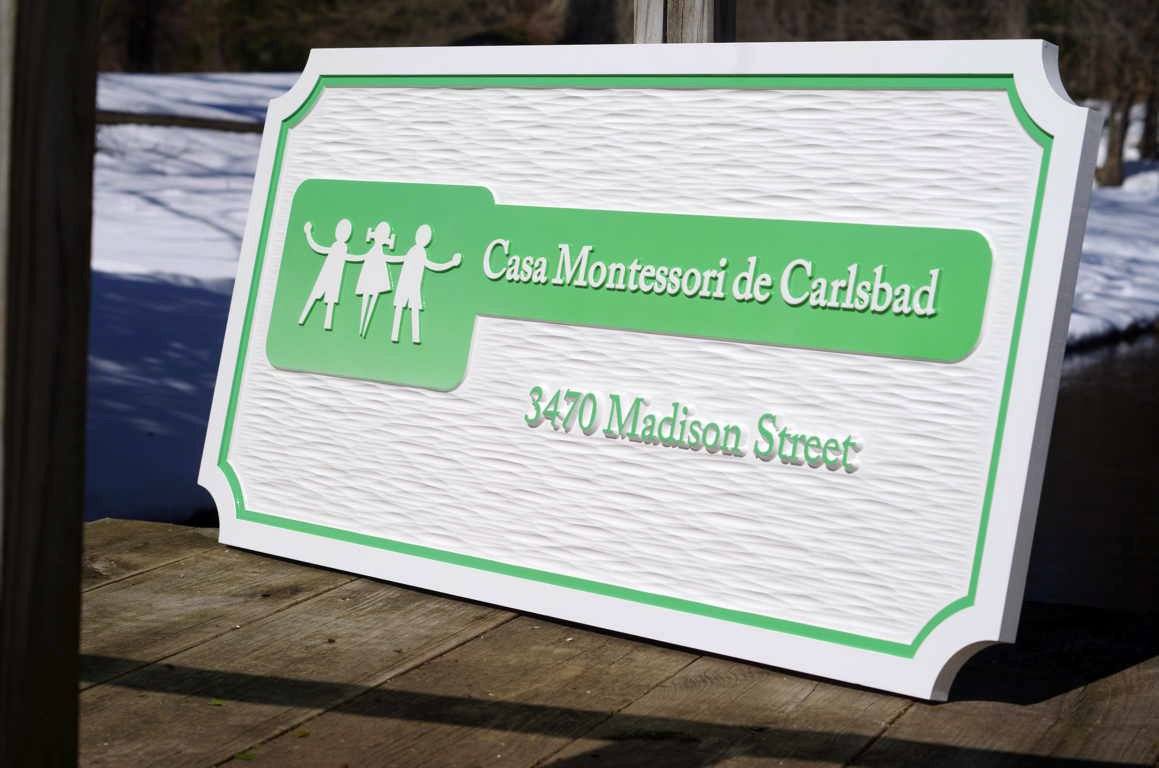 Custom Carved Company Signs - Dimensional Entrance Sign for Day Care or other Business (B93) - The Carving Company