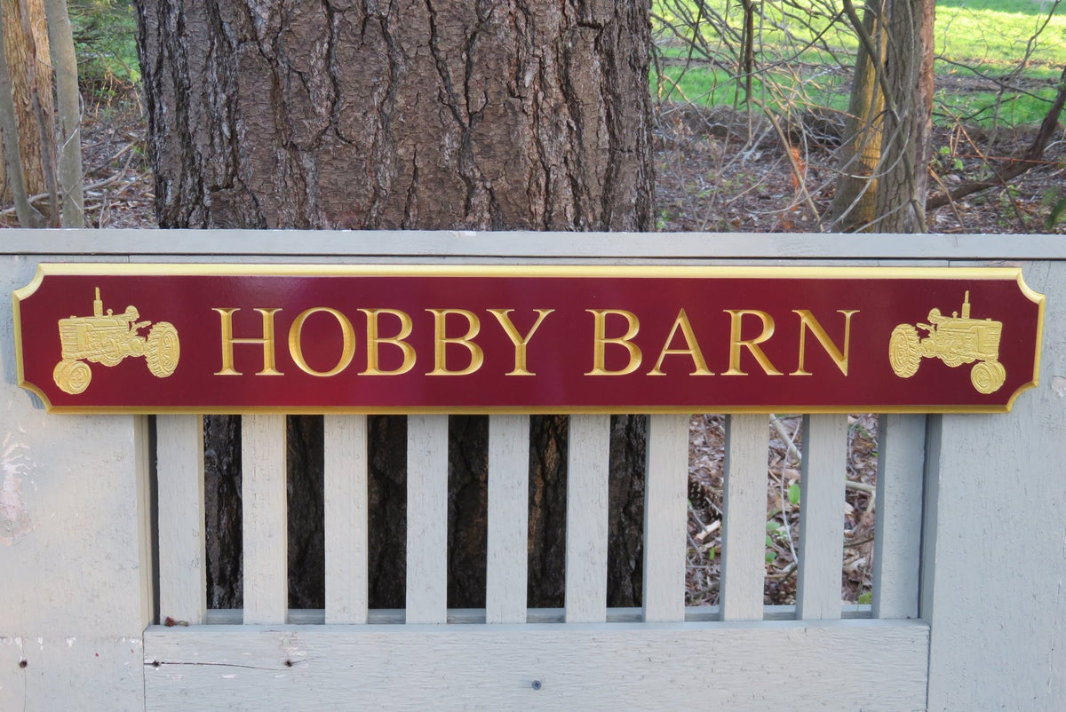 Custom Carved Quarterboard sign with Tractor - Add your name or place and image (Q87) Quarterboard The Carving Company 