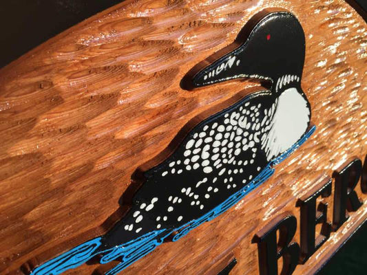 Loon themed Custom Carved Family Name sign - Personalized (LN35) - The Carving Company