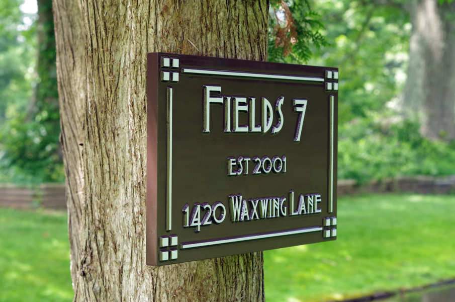 Custom Carved Family Name Sign with street address - Craftsman style (LN56) - The Carving Company iso view
