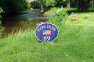 Patriotic American Flag with Last Name and House Number Sign (LN58) - The Carving Company front view