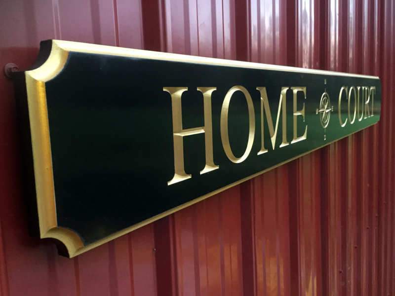 Custom Carved Quarterboard sign with Compass Rose image - Add your name (Q51) - The Carving Company close up side view