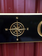Custom Carved Quarterboard sign with Compass Rose image - Add your name (Q51) - The Carving Company close up of compass