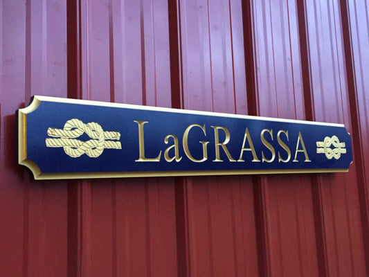 Custom Engraved  Quarterboard sign with Square Knot or other image - Add your name or place and image (Q54) - The Carving Company