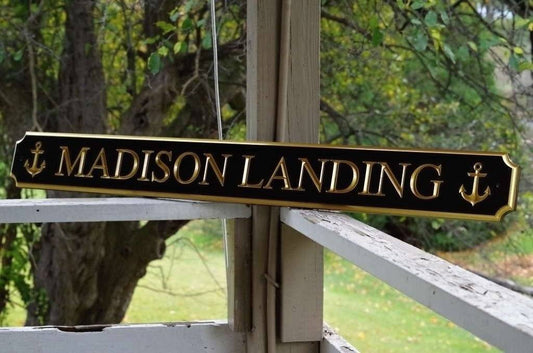 Custom Carved Quarterboard sign with your Name or House Name and Anchors  (Q43) - The Carving Company