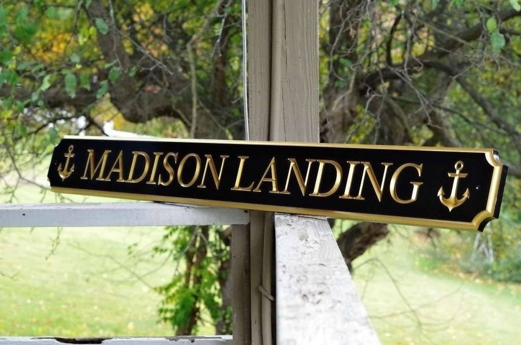 Custom Carved Quarterboard sign with your Name or House Name and Anchors  (Q43) - The Carving Company
