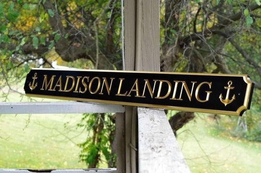 Custom Carved Quarterboard sign with your Name or House Name and Anchors  (Q43) - The Carving Company