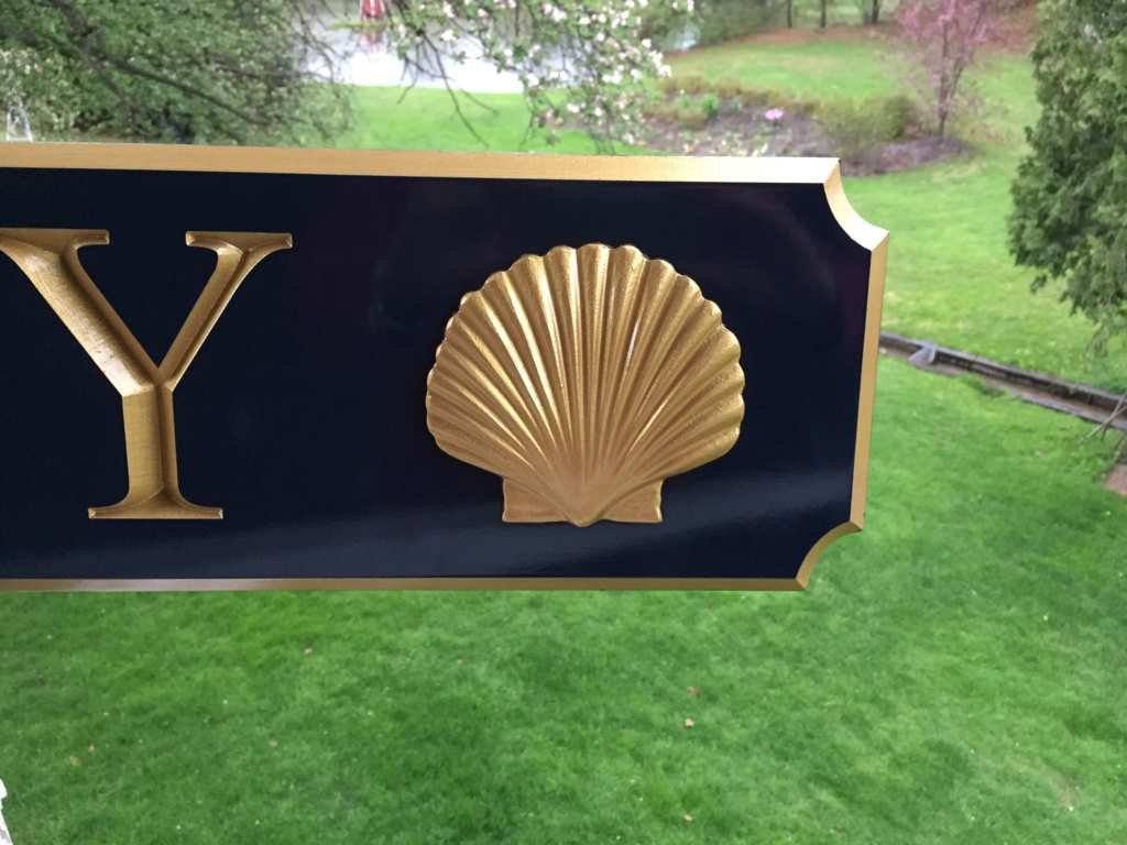 Custom Carved Quarterboard sign with 3D Scallop Shell - Add your name or place (Q46) - The Carving Company