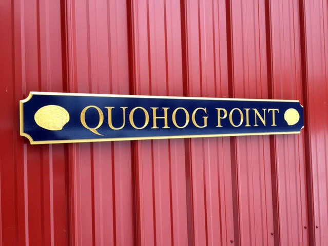 Add your Wording - Custom Carved Quarterboard sign with Quahog Shells (Q89) Quarterboard The Carving Company 