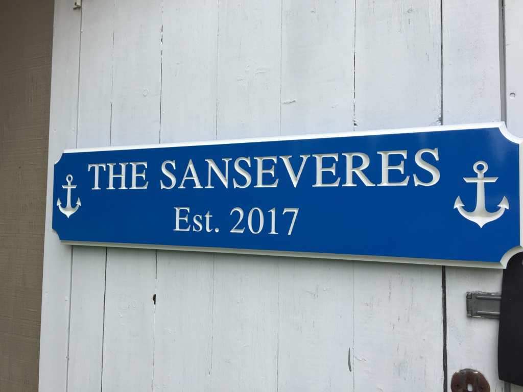 Custom Carved Last Name Sign / Family Sign with established year and anchors (LN63) - The Carving Company