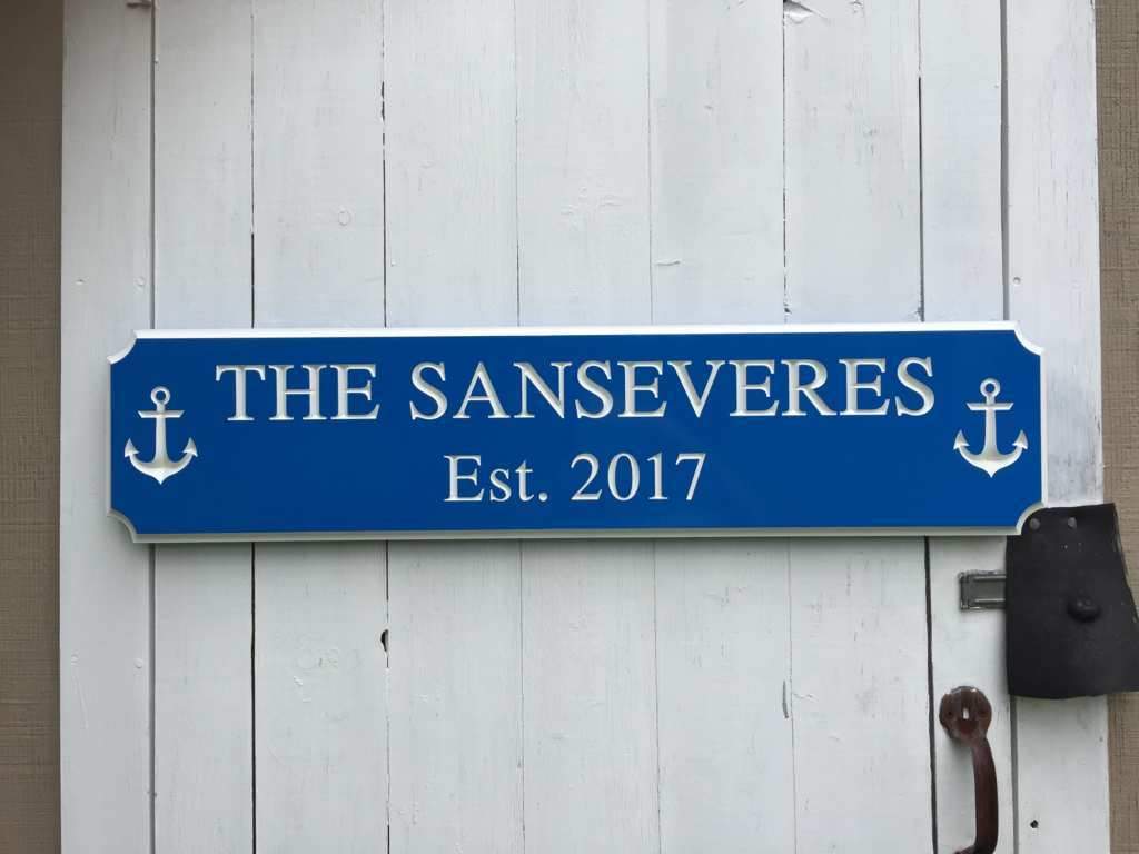 Custom Carved Last Name Sign / Family Sign with established year and anchors (LN63) - The Carving Company