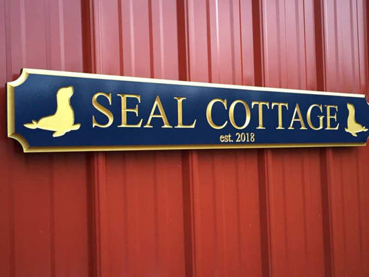 Custom Engraved Quarterboard sign with Seal or other image and Established Year (Q60) - The Carving Company