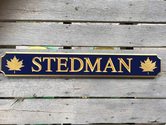 Custom Engraved  Quarterboard sign with Maple Leaf or other image - Add your wording, color and image (Q57) - The Carving Company