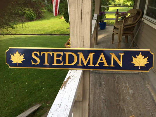 Custom Engraved  Quarterboard sign with Maple Leaf or other image - Add your wording, color and image (Q57) - The Carving Company