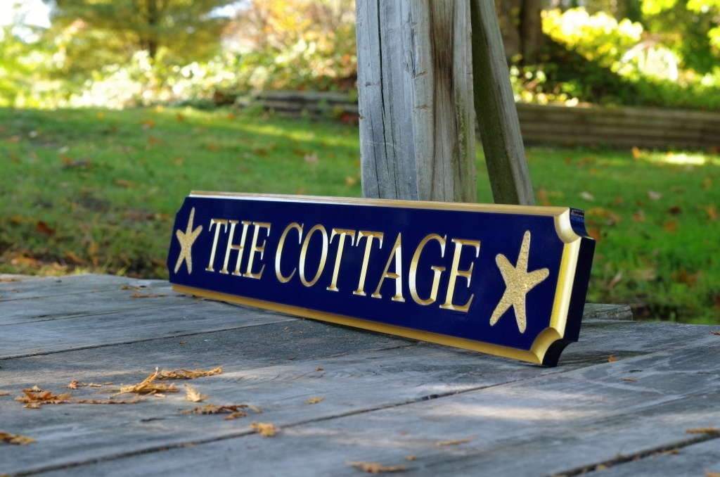 Custom Engraved Quarterboard sign with Starfish image - Add your name (Q34) - The Carving Company