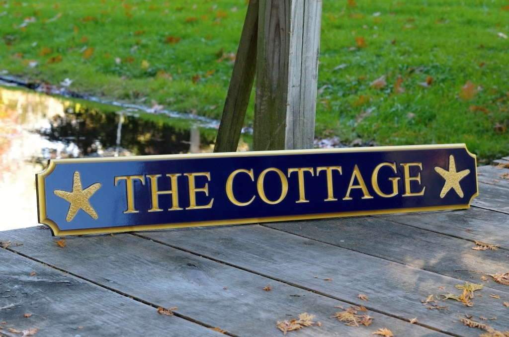 Custom Engraved Quarterboard sign with Starfish image - Add your name (Q34) - The Carving Company
