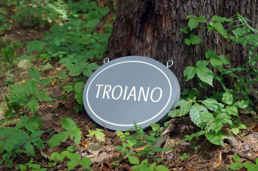 Personalized Last Name Entrance Plaque with Double side Emblem Image (LN60) - The Carving Company iso view
