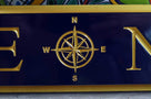 Custom Carved Quarterboard sign with Compass Rose image - Add your name (Q51) - The Carving Company close up of center compass
