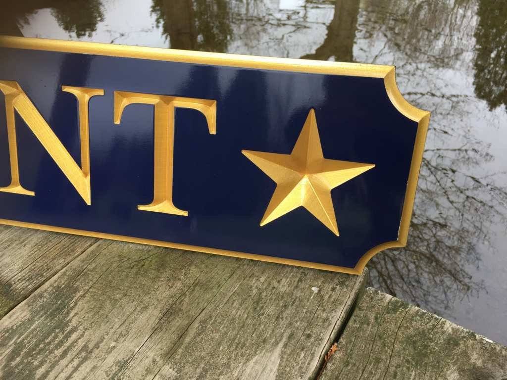 Custom Carved Quarterboard sign with star image - Add your name (Q47) - The Carving Company