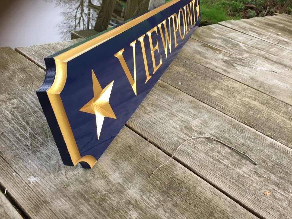 Custom Carved Quarterboard sign with star image - Add your name (Q47) - The Carving Company