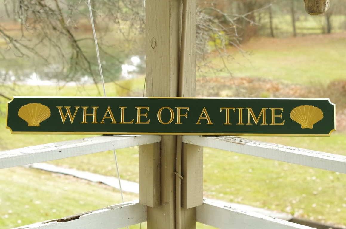 Custom Carved Quarterboard sign with House Name and Scallop sea shells (Q42) - The Carving Company